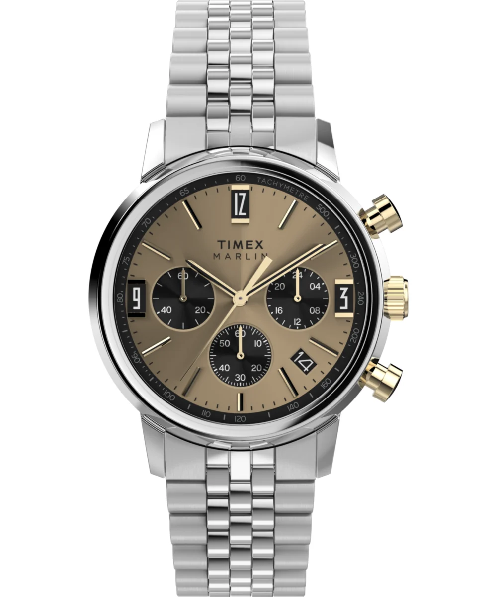 Timex Marlin® Chronograph Tachymeter 40mm Stainless Steel Bracelet Watch TW2W60100 40 mm kol saati