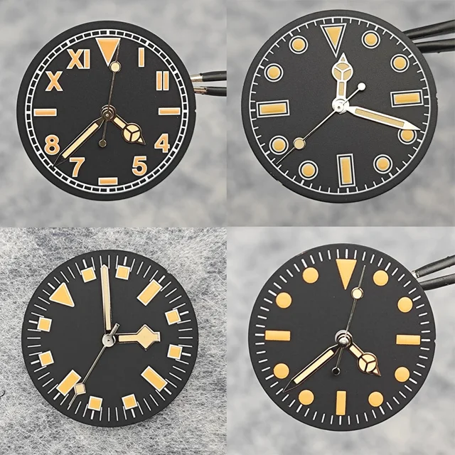Tandorio Green Luminous Watch Faces Retro Watch Dial + Watch Hands Modified Dial Watches A