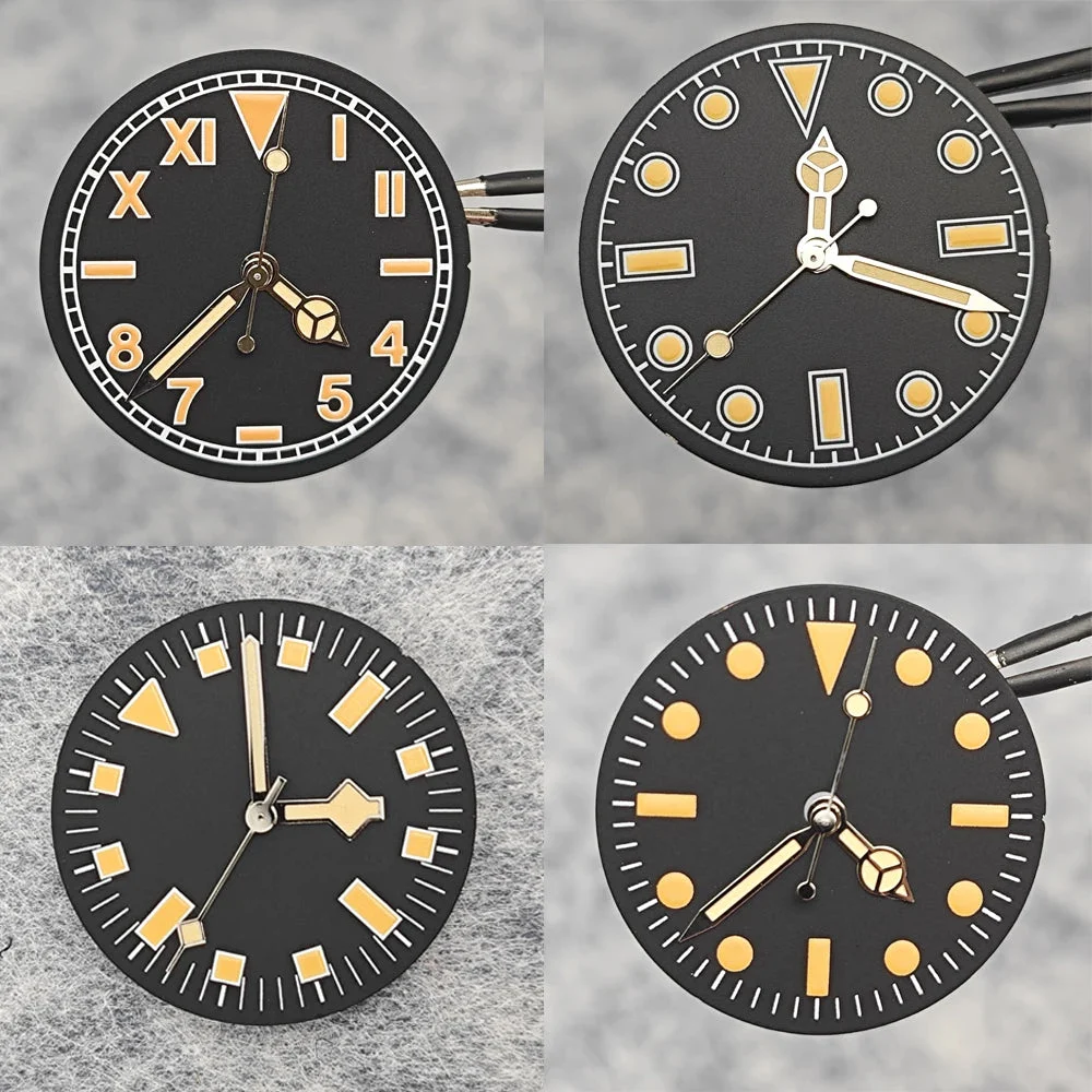 Tandorio Watches Green Luminous Watch Faces Retro Watch Dial + Watch Hands Modified Dial Watches Accessories for NH35/ NH36 Movement 14:350686#A3 28.5 mm kol saati
