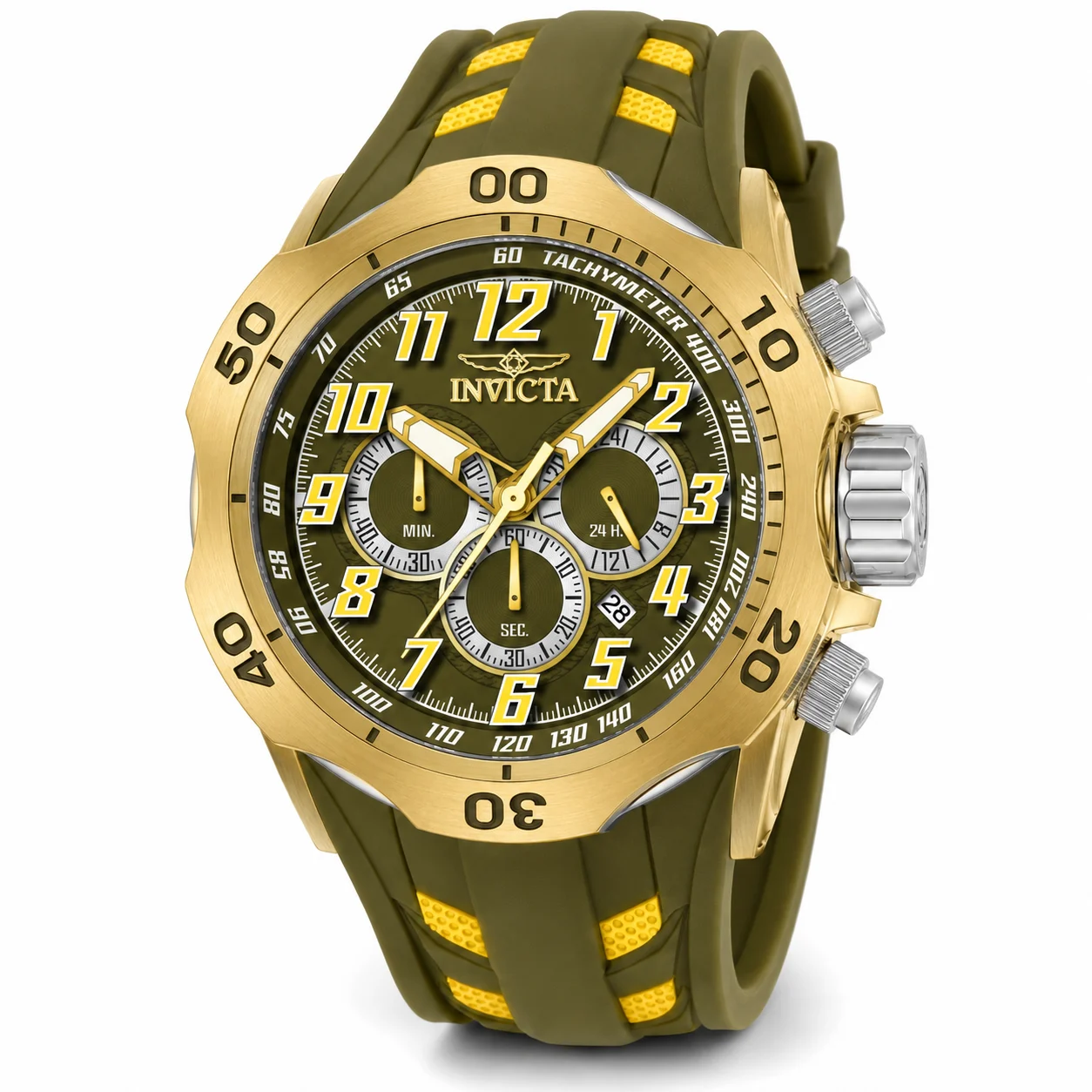 Invicta Venom Hydra Watch - 52mm. Green. Yellow (50509) 52 mm kol saati
