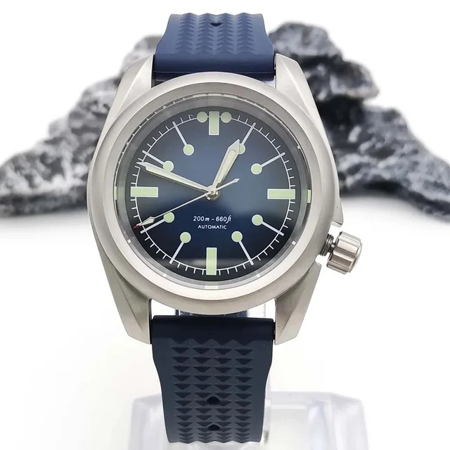 Tandorio Pilot TD145F 40mm Brushed Case Raw Skx Sapphire NH35 5Bar Luminous round thick ed