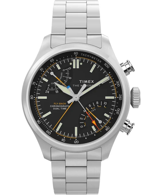 Timex Waterbury Ace Fly-Back Chronograph 43mm Stainless Steel Bracelet Watch TW2Y70200 kol