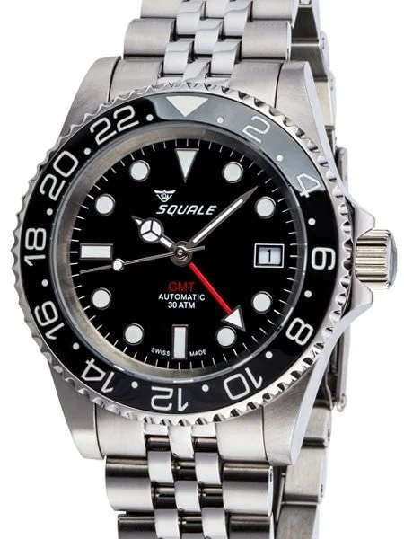 Squale Scratch and Dent - 300 meter Swiss Automatic GMT watch with Luminous Ceramic Bezel,