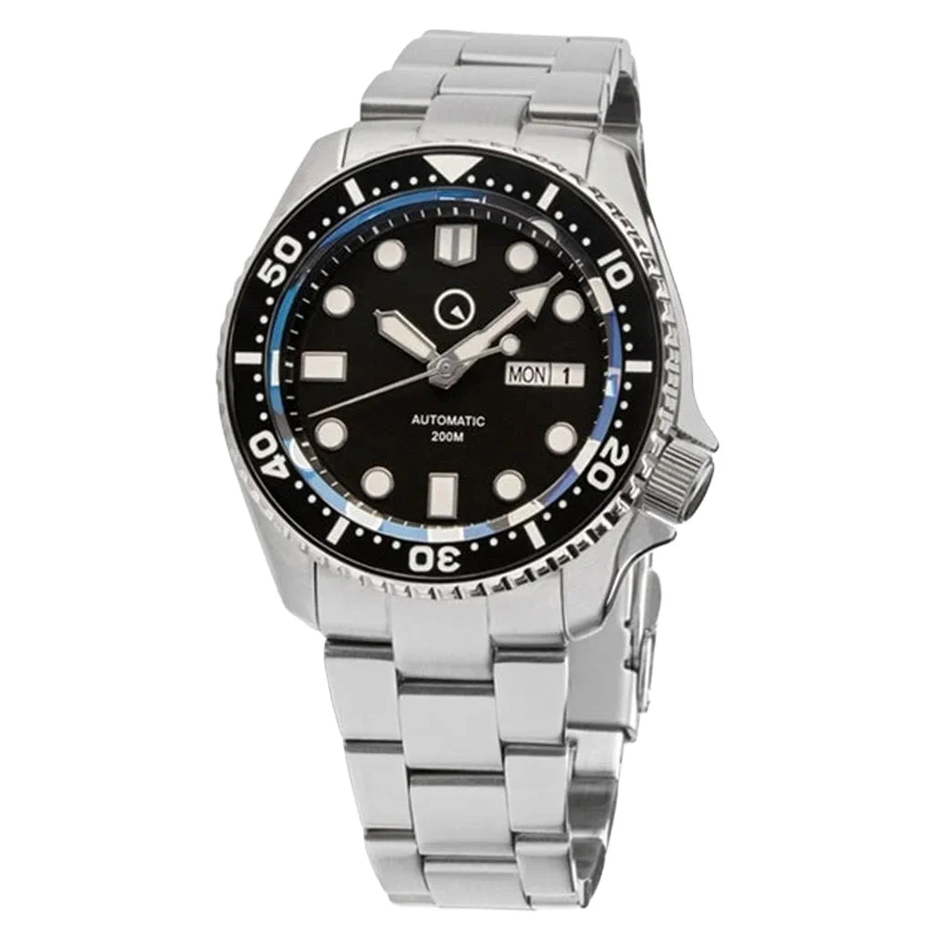Islander Automatic Dive Watch with Solid-Link Bracelet, AR Sapphire Crystal, and Luminous Ceramic Bezel Insert #ISL-02 46 mm kol saati