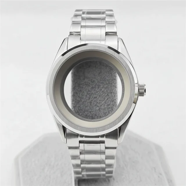 Tandorio White Birch Forest Watch Case business for NH35 34 36 38 etc Movement silver blac