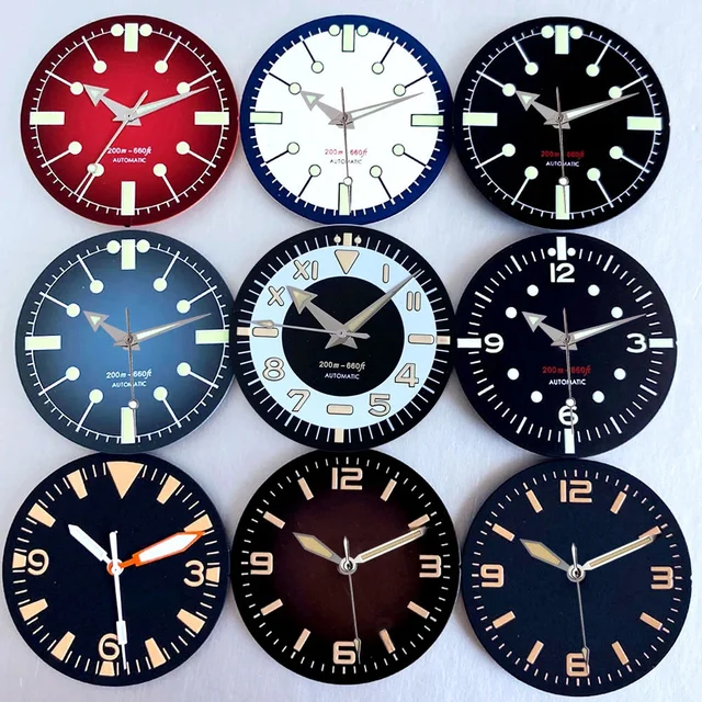 Tandorio Dial Luminous Hands Fit for NH35 NH36 NH38 ETA2824 PT5000 Miyota8215 Automatic Mo