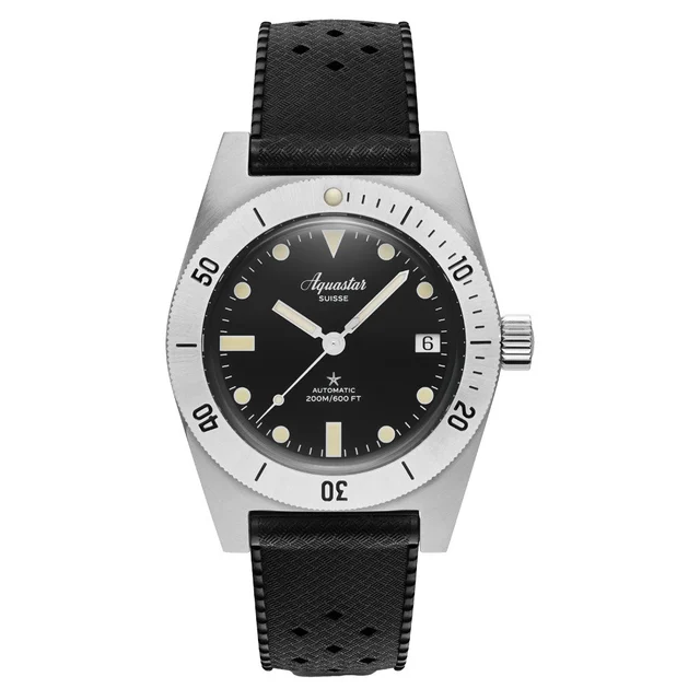 Aquastar Model 60 Re-Edition Dive Watch Combo Package #AS-835778 kol saati