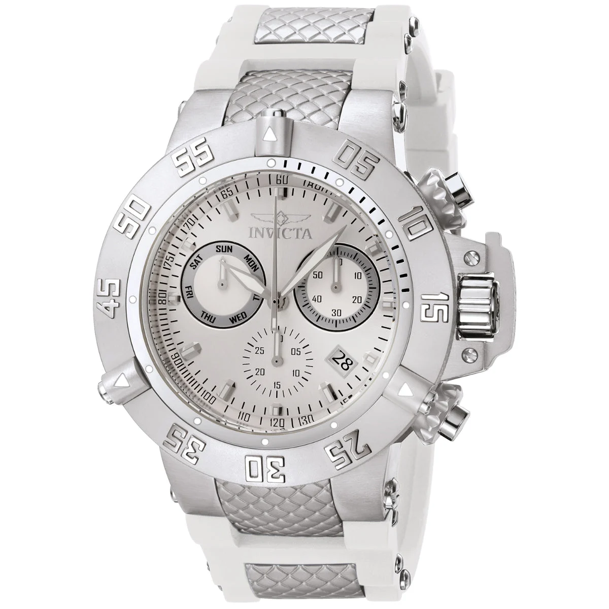 Invicta Subaqua Noma III Swiss Ronda Z60 FE Caliber Watch - 50mm, White, Steel (1384) 50 mm kol saati