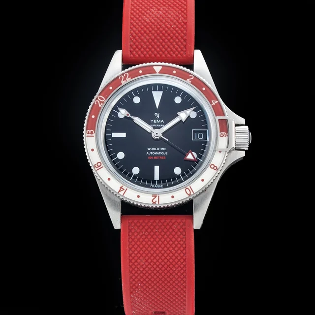 Yema Superman 500 GMT Automatic Red & White Bezel POC210009N35146 kol saati