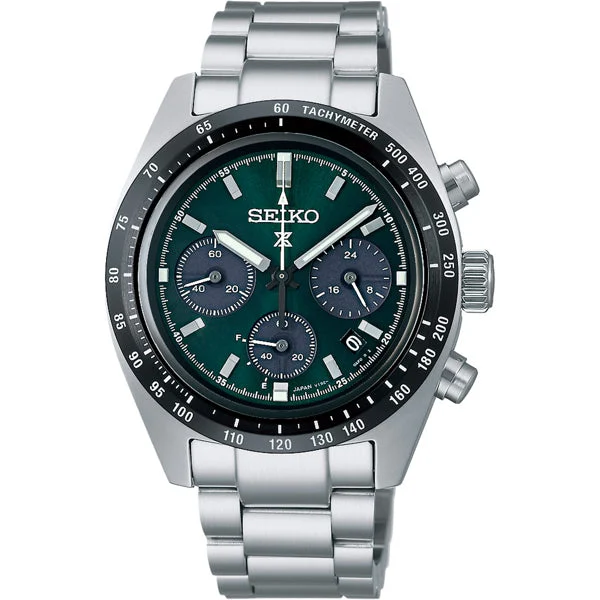 Seiko Prospex Speedtimer Solar Chronograph Green Dial SSC933 39 mm kol saati