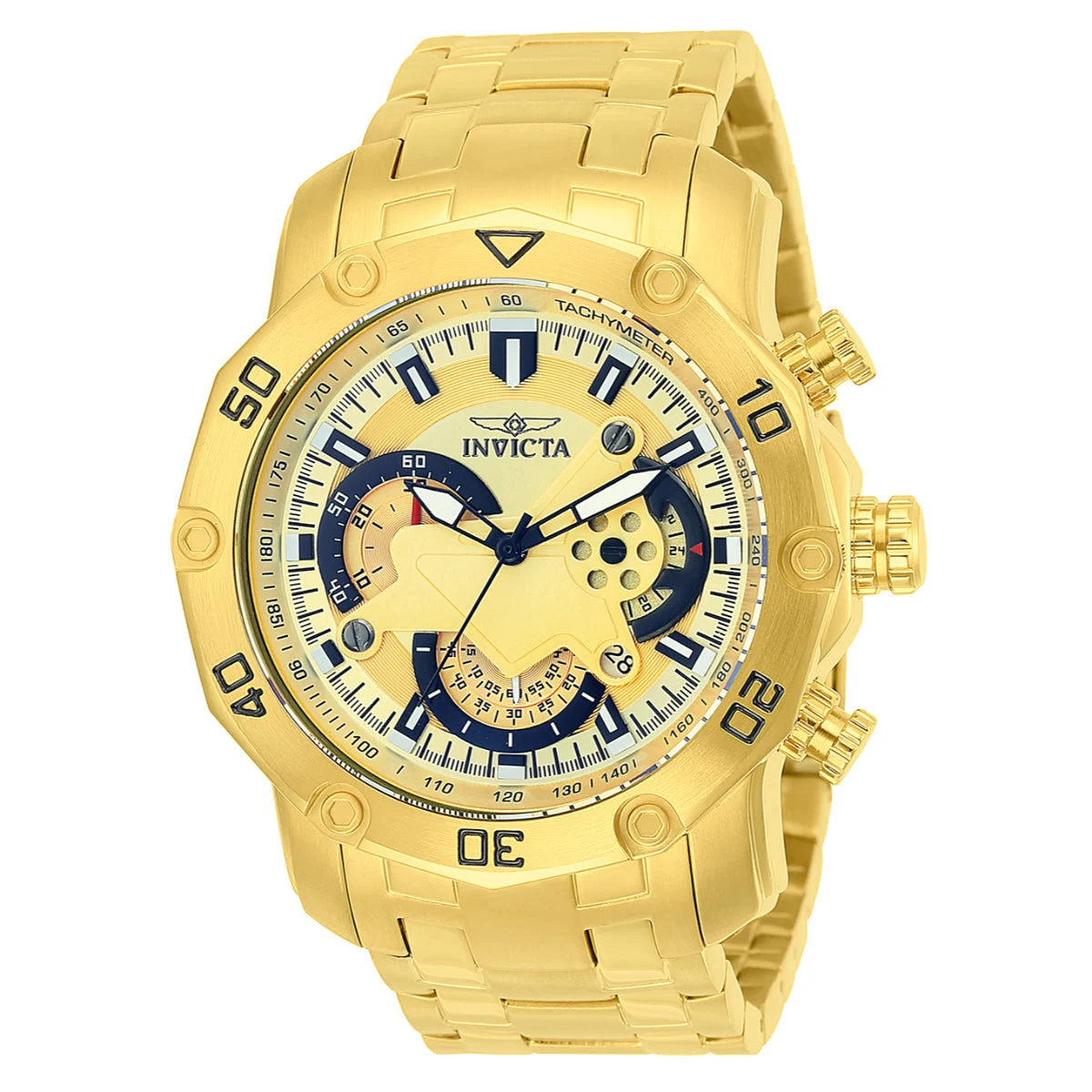Invicta Pro Diver SCUBA Watch - 50mm, Gold (ZG-22761) 50 mm kol saati