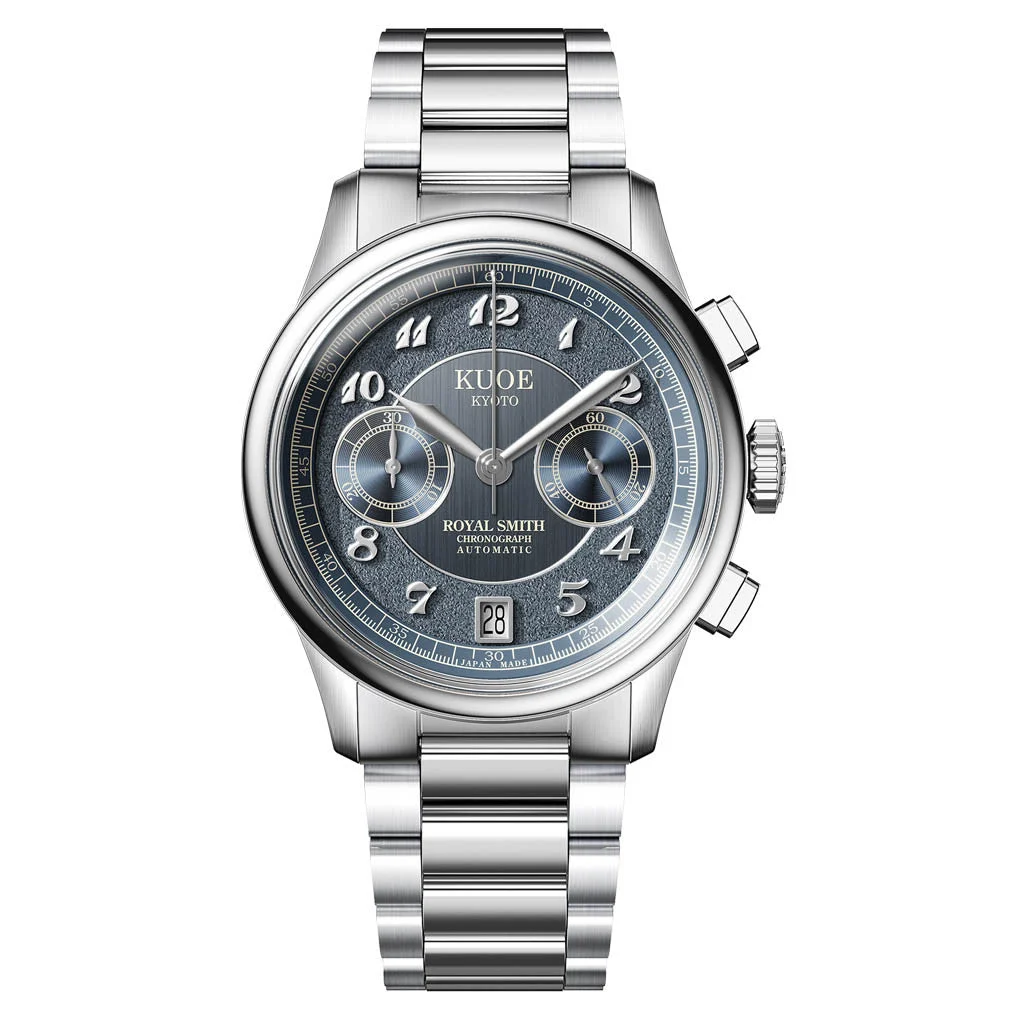 Kuoe ROYAL SMITH 90-012 Automatic Chronograph with Navy Dial #RS90012-A-NV-FLAT kol saati