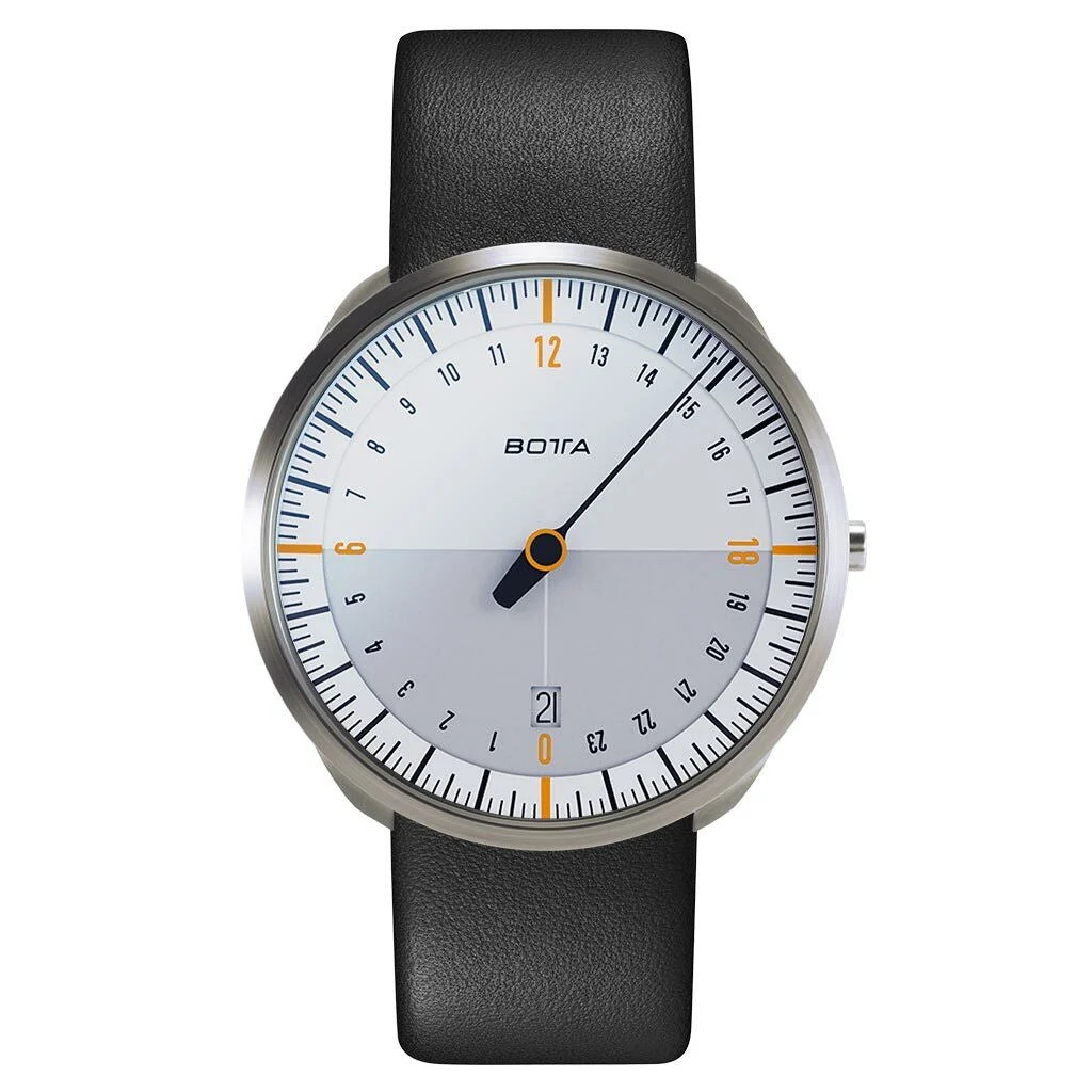 Botta UNO 24 one hand 24-hour Swiss quartz watch with 40mm titanium case #421010 40 mm kol saati