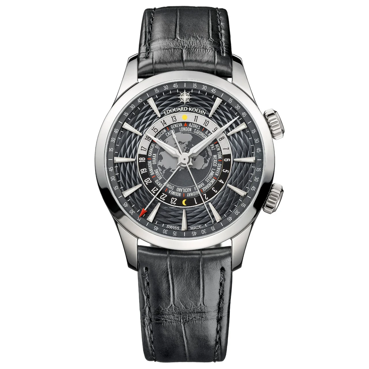 Edouard Koehn World Heritage Black EK-WTA01CS 50 mm kol saati