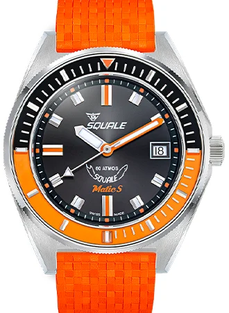 Squale Matic S Orange Mosaic Rubber MATICBKOBK.MROR/SQ 37.8 mm kol saati