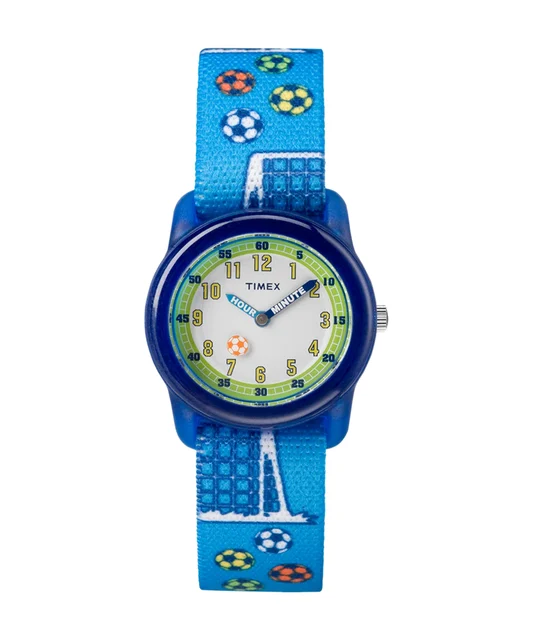 Timex TIME MACHINES® 29mm Blue Soccer Elastic Fabric Kids Watch TW7C16500XY kol saati