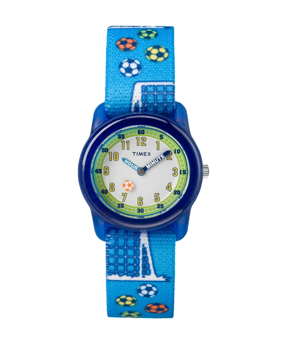 Timex TIME MACHINES® 29mm Blue Soccer Elastic Fabric Kids Watch TW7C16500XY 29 mm kol saati