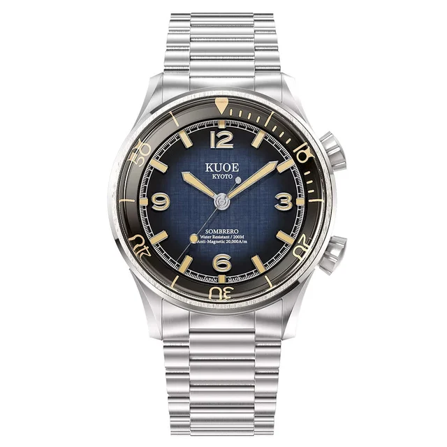 Kuoe Sombrero 90-011 Blue Linen Textured Dial Watch #SM90011-GNV-FLAT kol saati