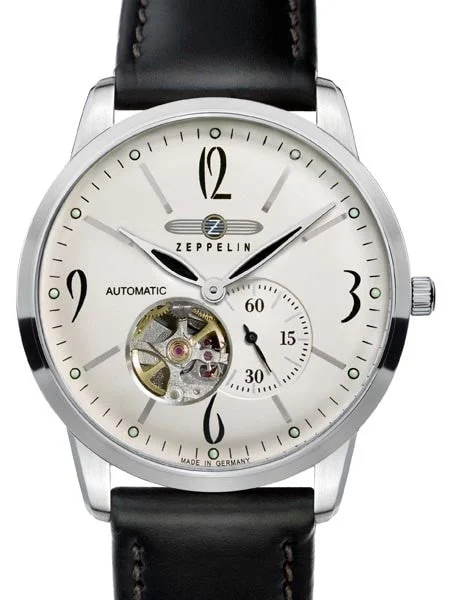 Graf Zeppelin Flatline Automatic Open-Heart Watch with Small Seconds #7360-4 kol saati
