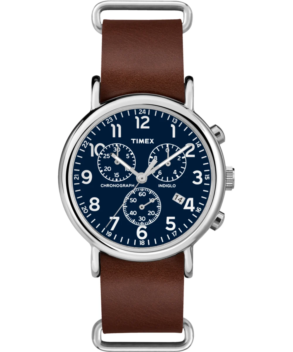 Timex Weekender Chronograph 40mm Leather Strap Watch TW2R632009J 40 mm kol saati