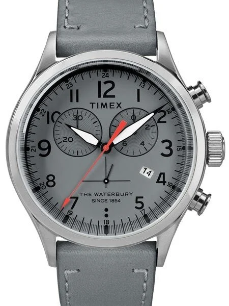 Timex Waterbury Quartz Chronograph with Grey Dial and INDIGLO Night-Light #TW2R70700VQ 42 mm kol saati