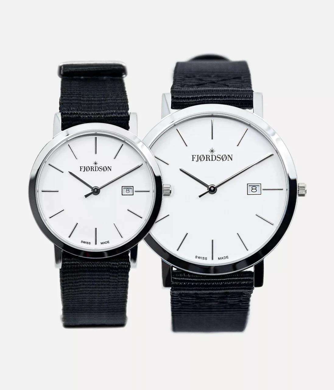 Fjordson White Dial With Black Nato Strap - Matching Couple Wat #91 | White Dial With Black Nato Strap - Matching Couple Wat 32 mm kol saati