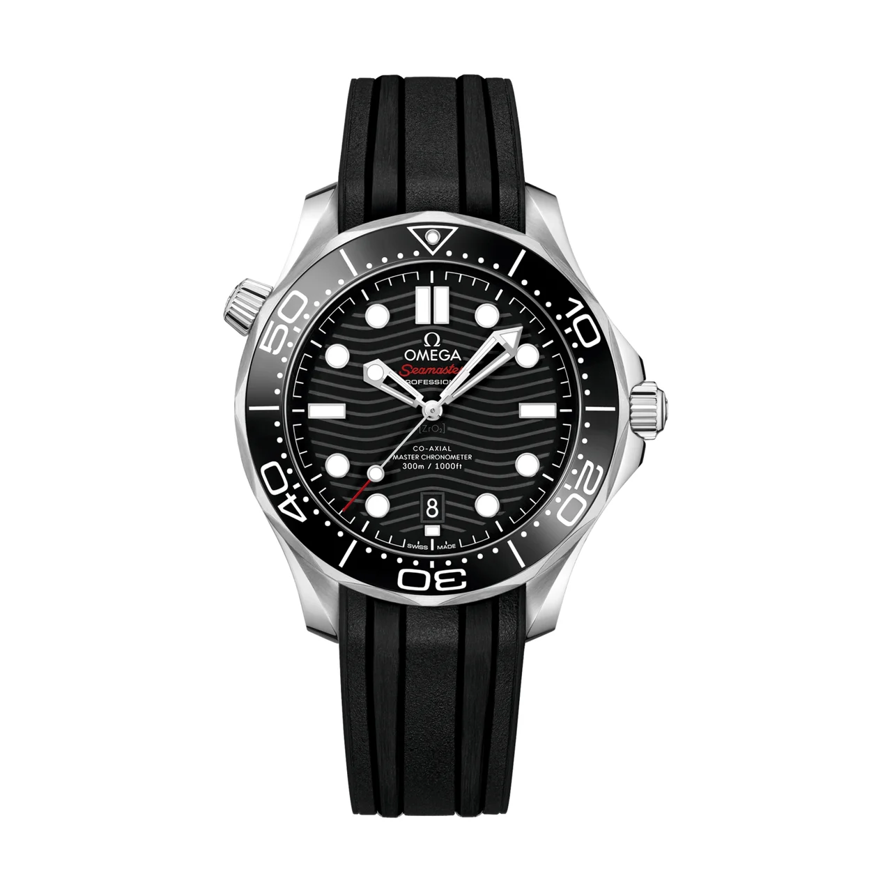 OMEGA Seamaster Diver 300M 42mm - Black on Rubber Strap O21032422001001 42 mm kol saati