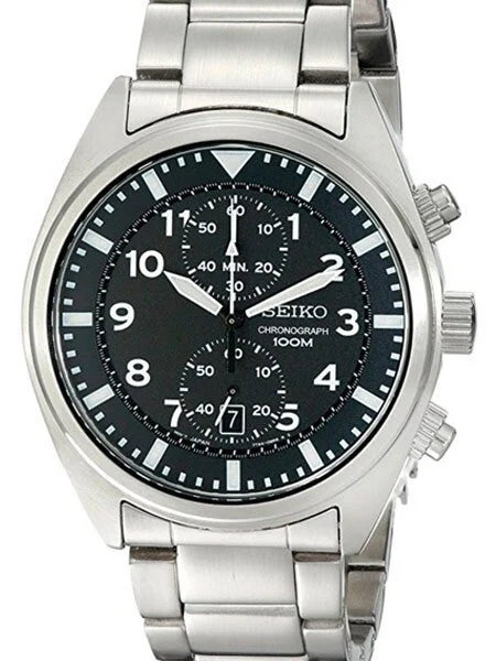 Seiko Black Dial, Two-Eye Quartz Chronograph with 60-Minute Stopwatch #SNN231P1 42 mm kol saati