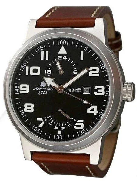 Aeromatic Automatic Watch with 24-hr Sub Dial and Power Reserve #A1352 48 mm kol saati