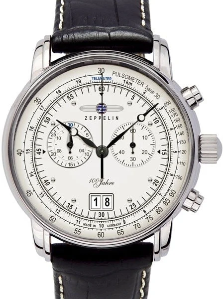 Graf Zeppelin Chronograph Big Date Watch with 12-hr Totalizer, #7690-1 kol saati