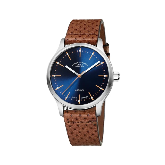 Muhle Glashutte Panova 40mm - Blue on Perforated Brown Leather Strap M1-40-72-LB-I kol saa