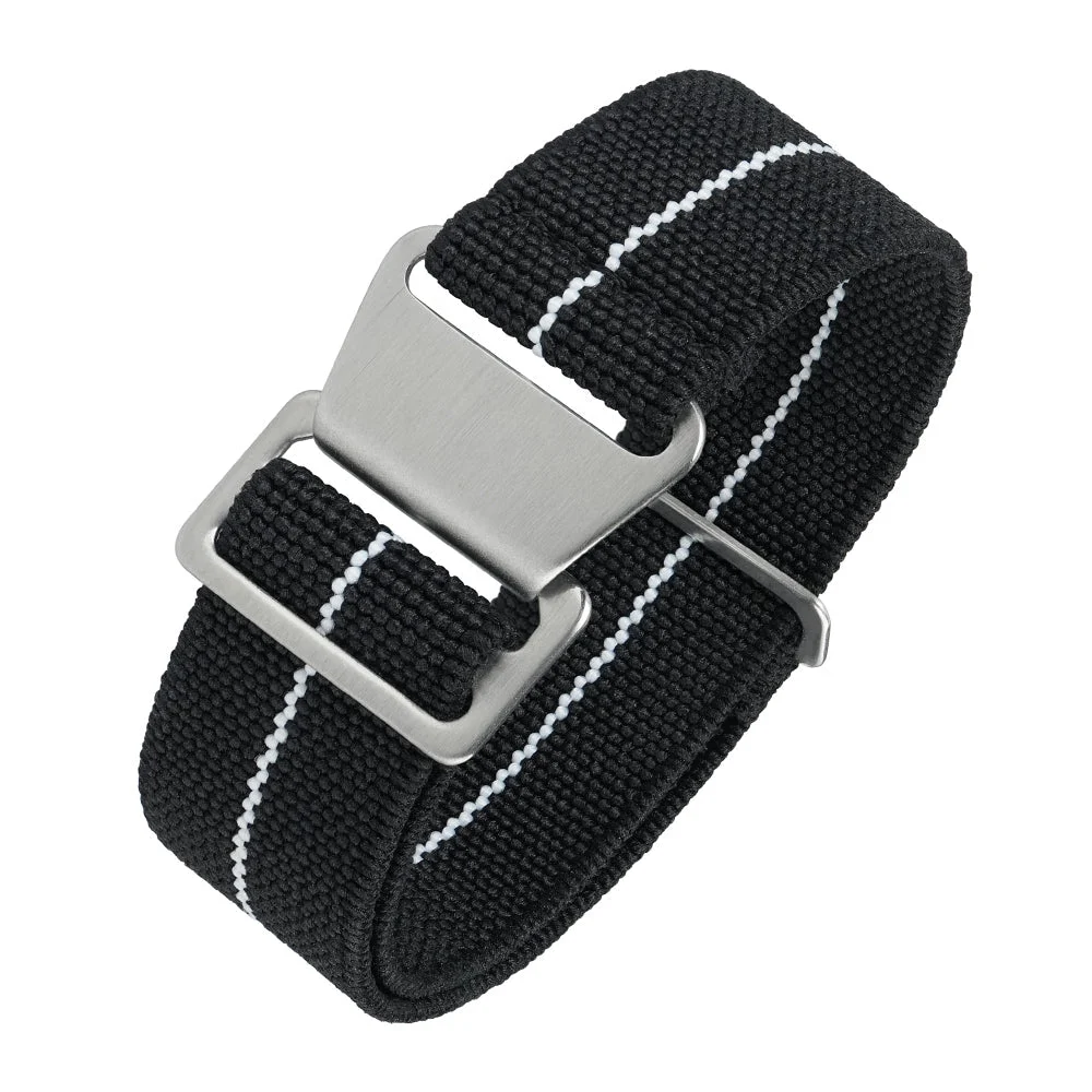Wristfull Elastic Nylon Watch Band Military Watch Strap Men Outdoors Sport 20mm 22mm 伞兵表带-S1-黑色-银扣-20mm kol saati