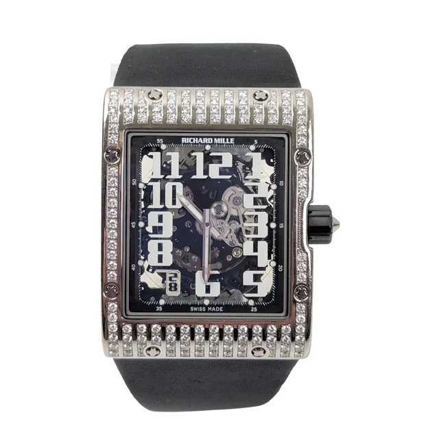 Richard Mille Ultra Flat with Full Diamond Case White Richard Mille RM016 Ultra Flat with