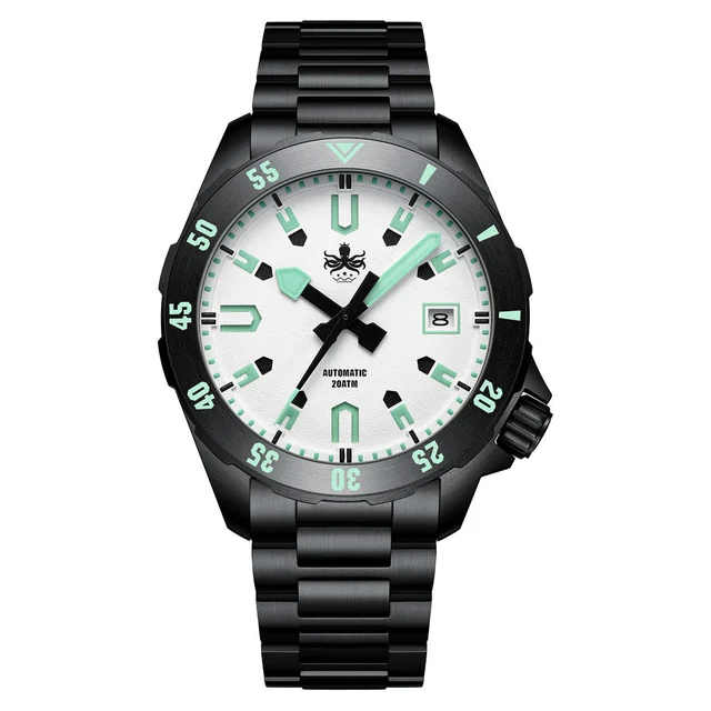 Phoibos APOLLO DLC 200M Automatic Diver With Matte White Dial #PY056EX kol saati