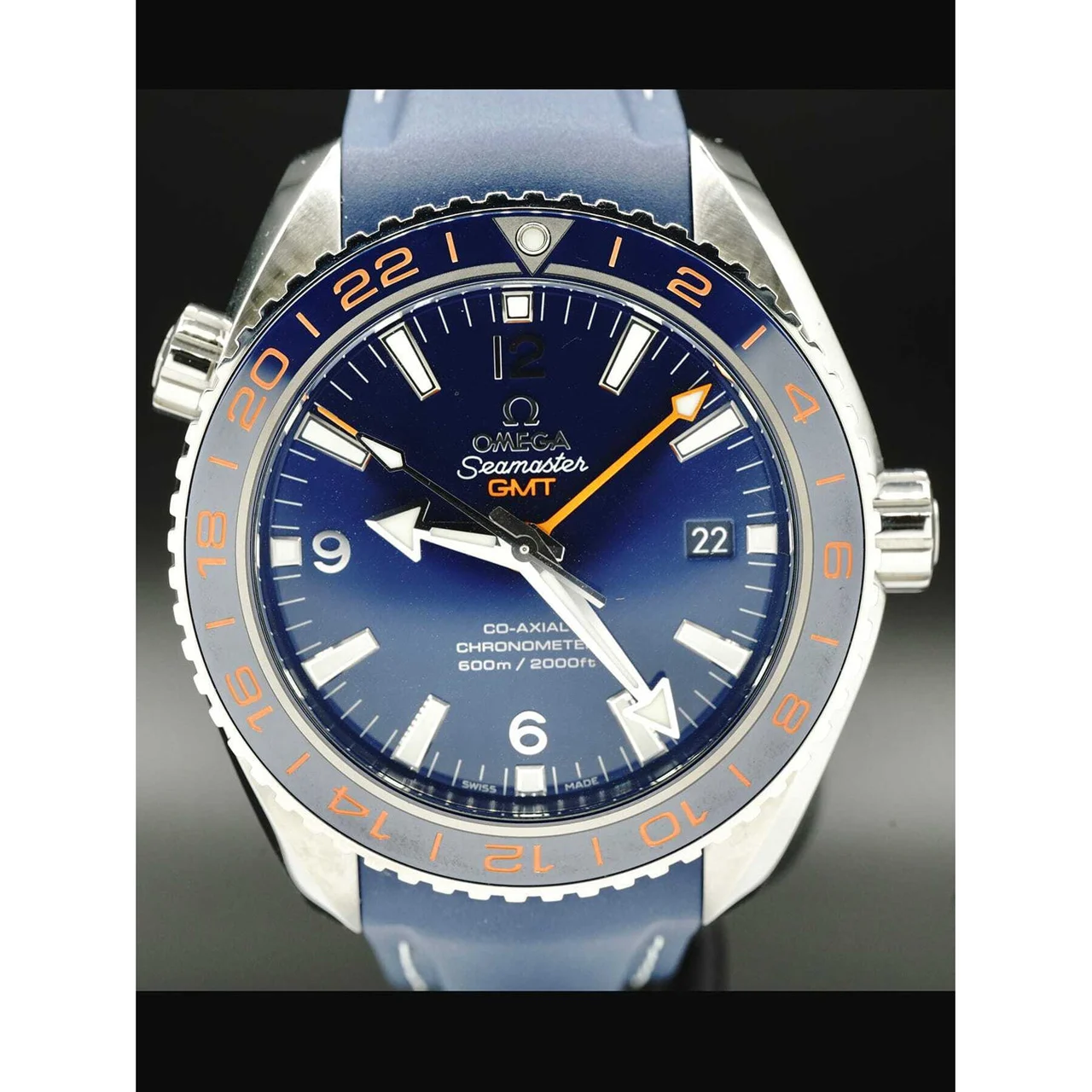 OMEGA Planet Ocean 600M Co-axial GMT 43.5mm 232.30.44.22.03.001 210000010170 43.5 mm kol saati