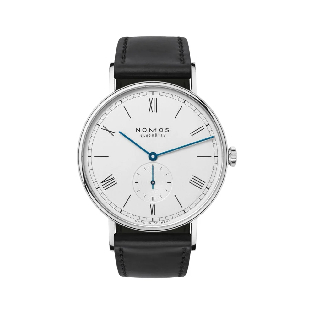 NOMOS Glashütte Ludwig 38mm - White Silver-Plated on Leather Strap 234 38 mm kol saati