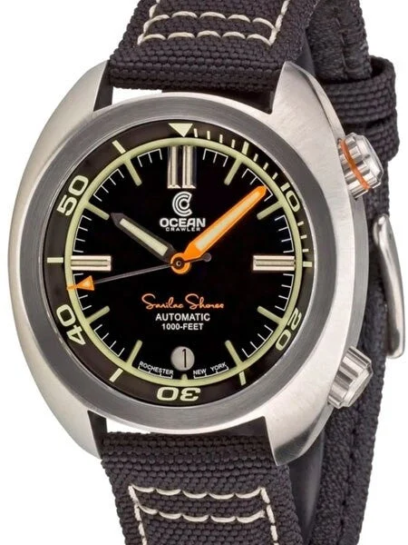 Ocean Crawler Great Lakes 300-Meter Dive Watch with Swiss Movement and Black Dial #CD-1231 kol saati