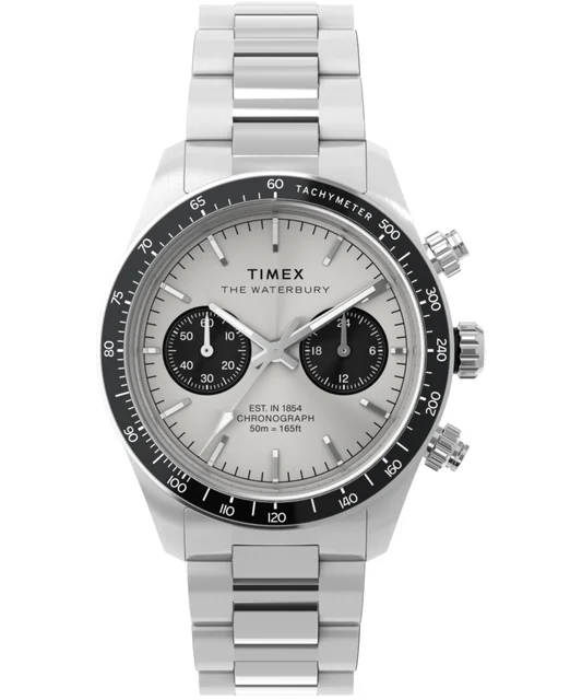 Timex Waterbury Heritage Chronograph 39mm Stainless Steel Bracelet Watch TW2Y19200 kol saa