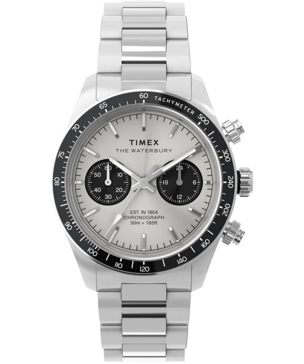 Timex Waterbury Heritage Chronograph 39mm Stainless Steel Bracelet Watch TW2Y19200 39 mm kol saati