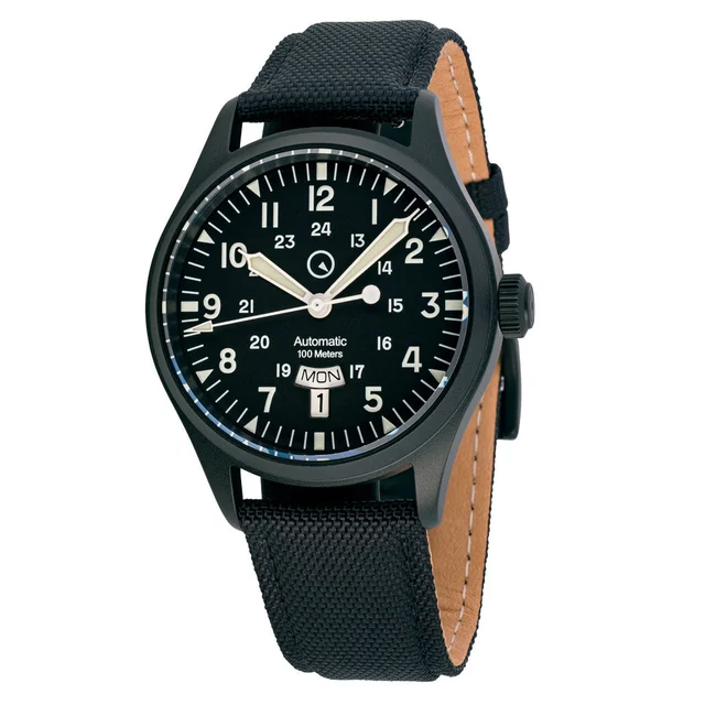 Islander Mitchel "DAY-T" Automatic DLC Field Watch with Black Dial #ISL-187 kol saati