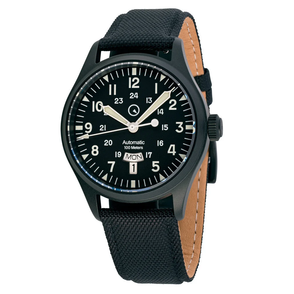 Islander Mitchel "DAY-T" Automatic DLC Field Watch with Black Dial #ISL-187 48.5 mm kol saati