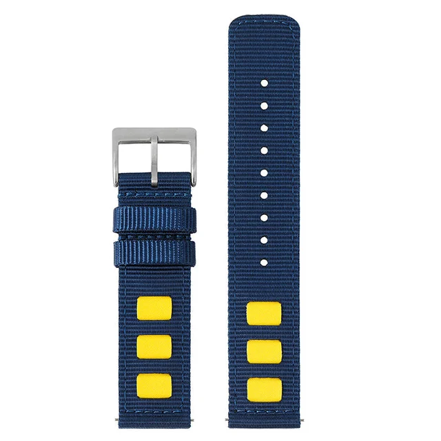 Wristfull Leather Accented Canvas Nylon Watch Band 20mm/22mm F款表带：灰-浅蓝方格-20mm （库存） 11 kol 