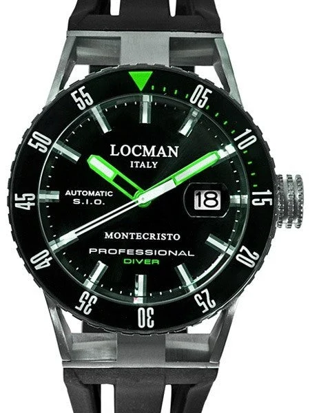 Locman Montecristo 200 Meter Automatic Dive Watch with 44mm Black PVD and Titanium Case #513BKGRPVBK 44 mm kol saati