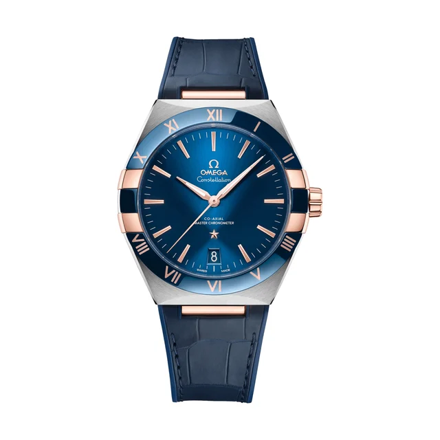 OMEGA Constellation 41mm - Blue on Leather Strap O13123412103001 kol saati