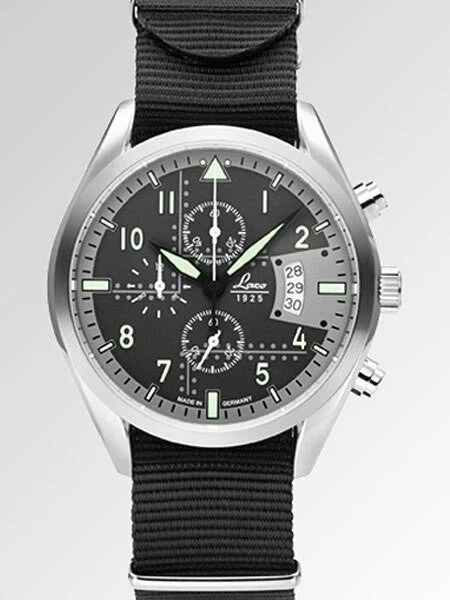 Laco Detroit Type C Dial Chronograph Watch with 12-hour Totalizer #861917 kol saati