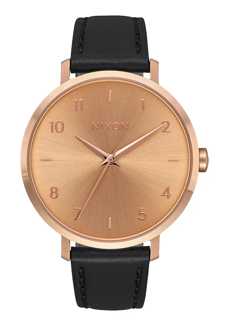 Nixon US Arrow Leather - Rose Gold / Black A1091-1098-00 kol saati