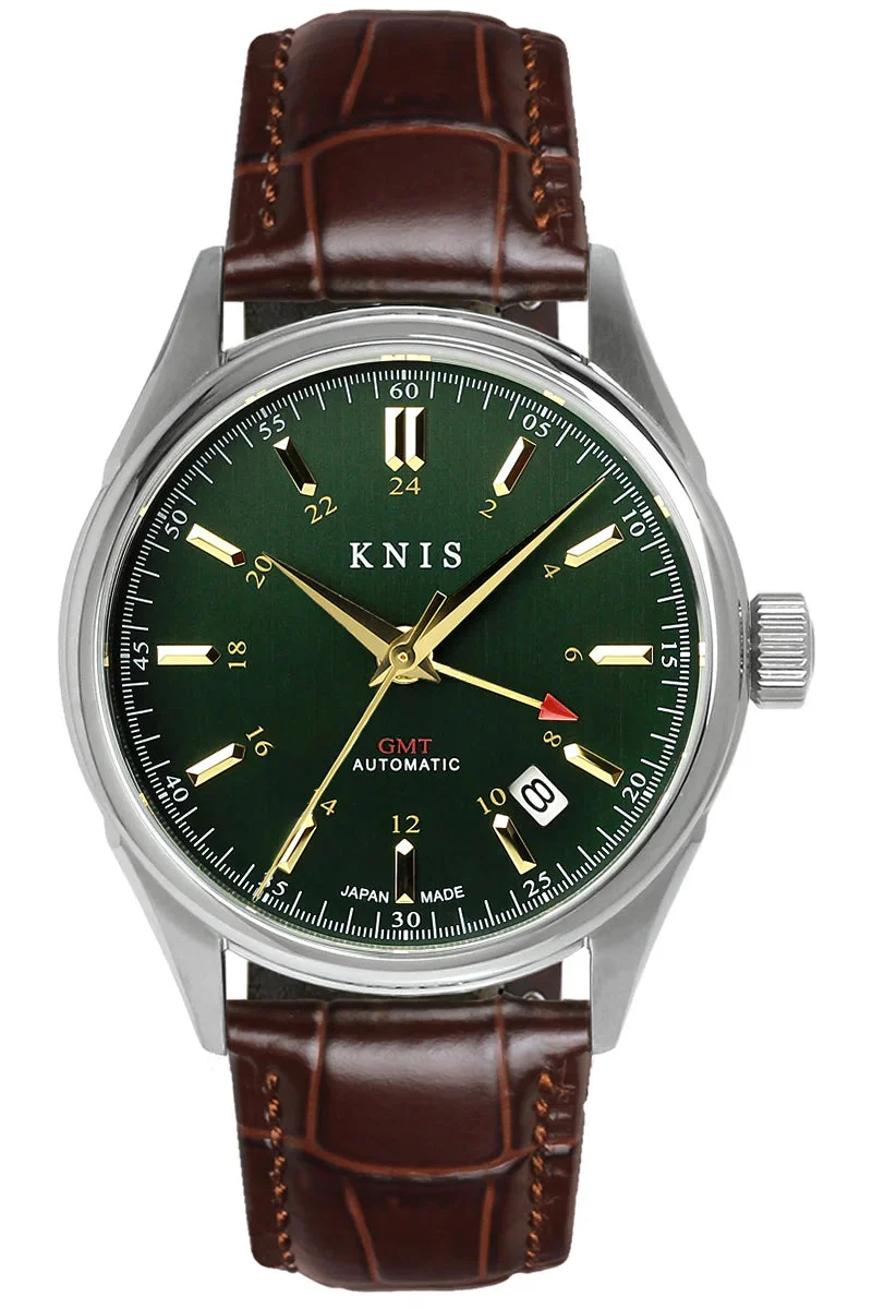 KNIS Classic GMT KN008-GRBRLE 38 mm kol saati