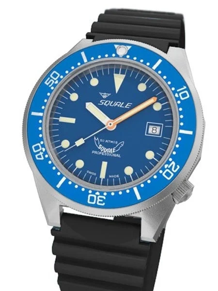 Squale SCRATCH AND DENT - 500 Meter Swiss Made Automatic Dive Watch with Blue Dial #1521-026M-BLR SND082 42 mm kol saati
