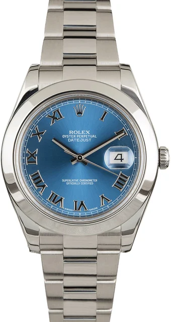 Rolex Datejust II Ref 116300 Blue Roman Dial 116300BLRO kol saati