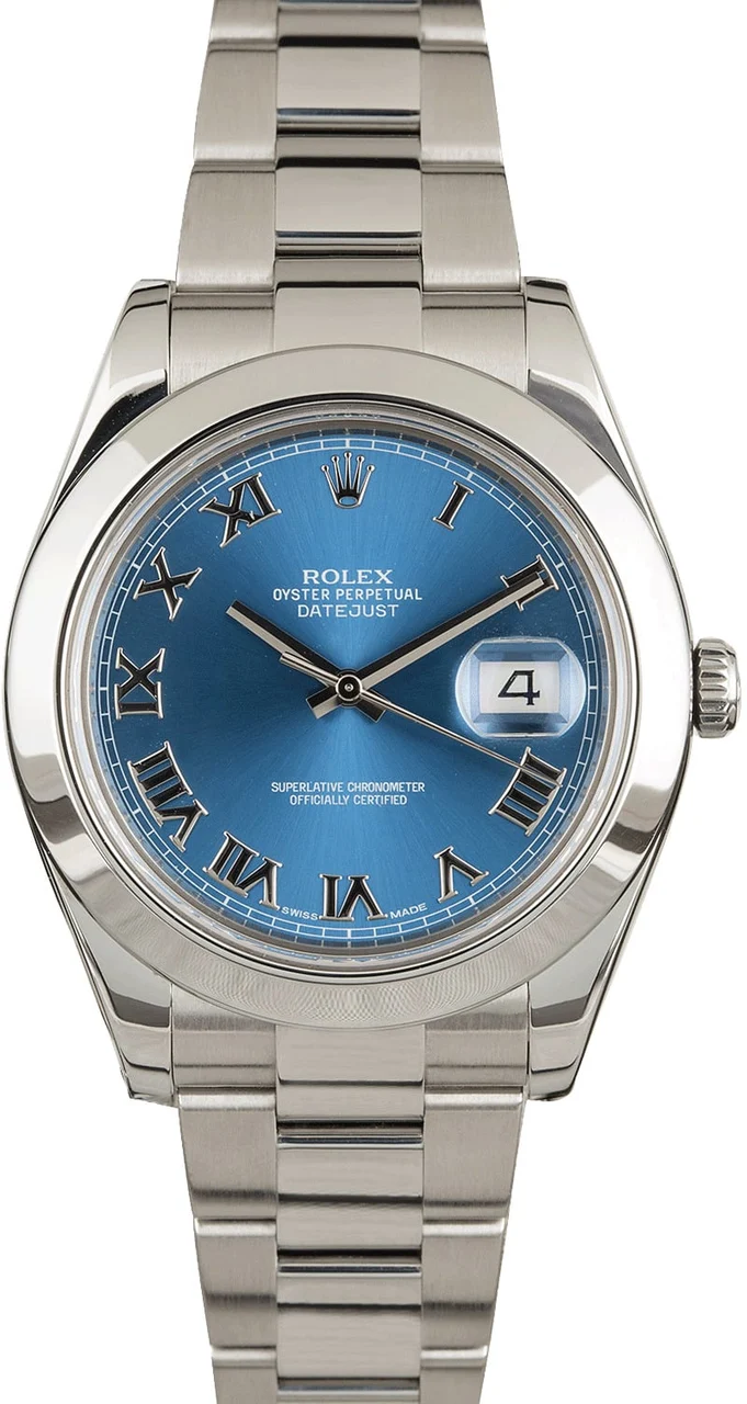 Rolex Datejust II Ref 116300 Blue Roman Dial 116300BLRO 41 mm kol saati